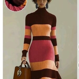 Striped Multicolor Knit Dress